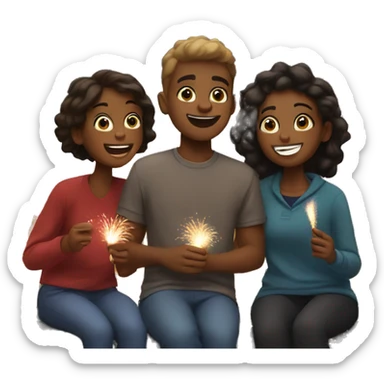friends enjoying fireworks night sticker