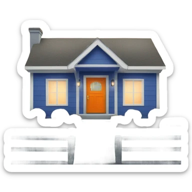 Sapphire colored ranch style house with an orange front door  sticker