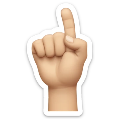hand sign index finger straight up middle finger at 45 degree angle thumb sticking out closed fist sticker