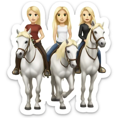 3 blonde white girls riding horses  sticker
