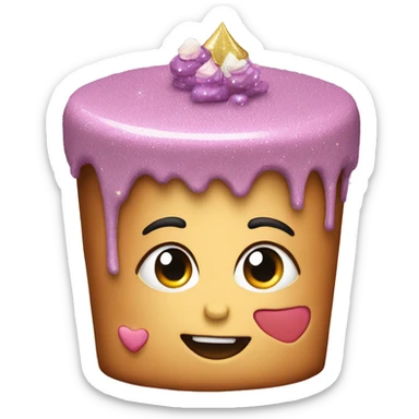 Realistic cake with glitter sticker