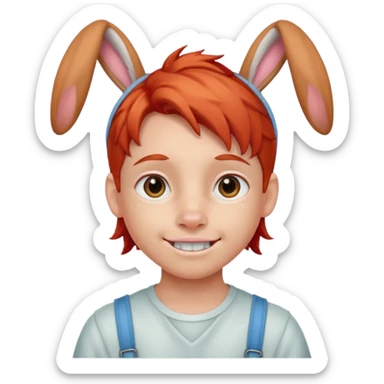 kid with braces bunny eared red haired sticker