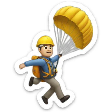architect is flying with a parachute sticker