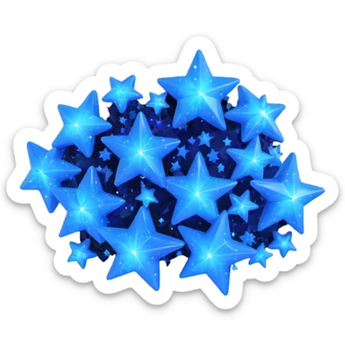shiny blue cluster of stars and sparkles, twinkling and vibrant, with a magical aura sticker