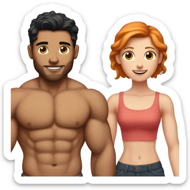 Muscular brunette handsome boyfriend with ginger girlfriend sticker