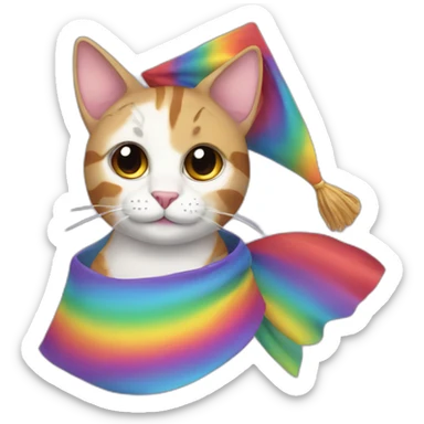 rainbow cat graduated sticker