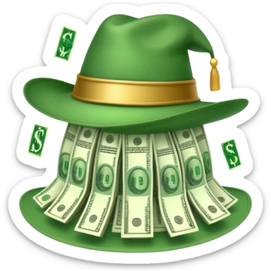 gorro de magia lleno de dolares sticker