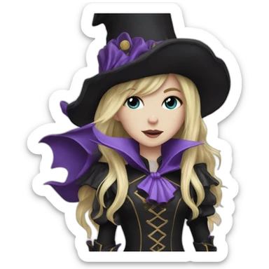 long-hair blond femboy gothic magician sticker