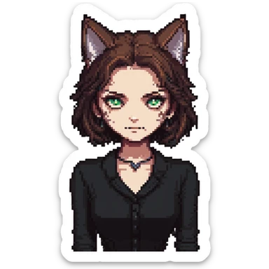 evil British cat-woman sticker