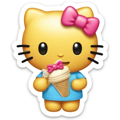 Hello kitty holding a pack of ice cream sticker