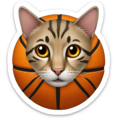 cat orange basketball sticker