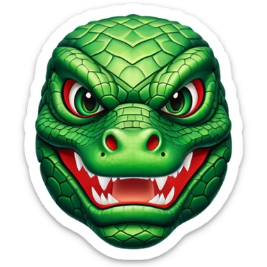 alligator luchador mask with green scales and sharp teeth sticker
