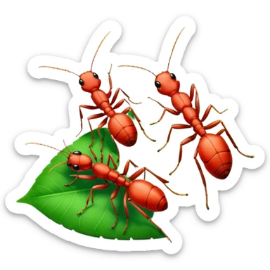 red ants on leaf sticker
