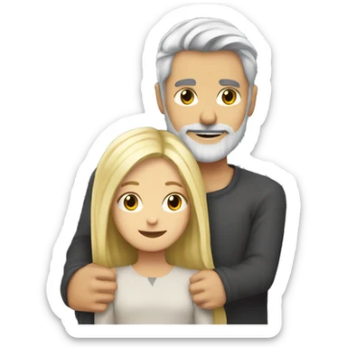 Dark Gray haired bearded guy with blonde girl hugging sticker