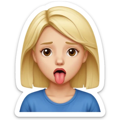 Blonde girl, tongue out, tired, shrugging sticker