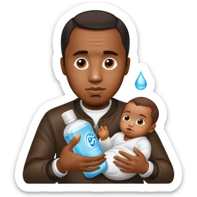 p diddy holding baby oil sticker