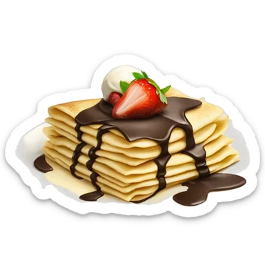 Nutella crepes with vanilla ice cream on top sticker