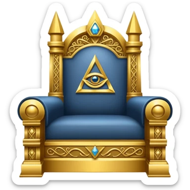 wide big iron gold Illuminati throne ornate and imposing sticker