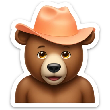 Bear wearing a peach hat sticker