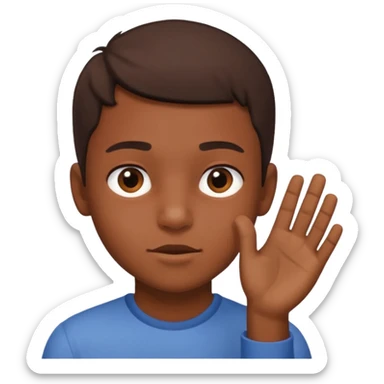 A boy showing right cheek to her mother asking for a gentle playful slap only boy no picture of mother included in emoji sticker