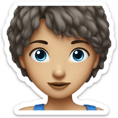 fille brune aux yeux bleu sticker