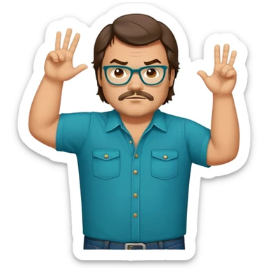 jack black wearing teal blue shirt and blue jeans sticker