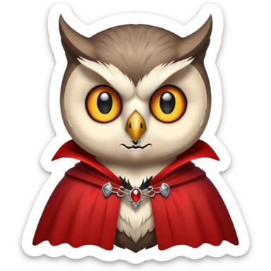 owl vampire in red collar cloak sticker