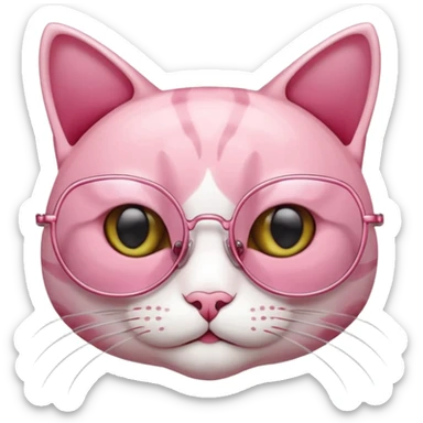 Rose pink glasses, cat type shaped. Negative: cat. sticker