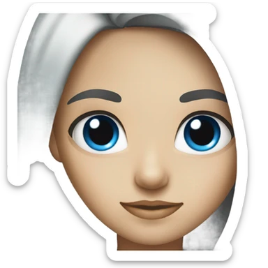 girl with long black hair and blue eyes sticker