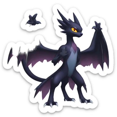 Edgy Cool Dark type Shadow type Nargacuga-Noivern-Pokémon-fusion-cat Full Body sticker