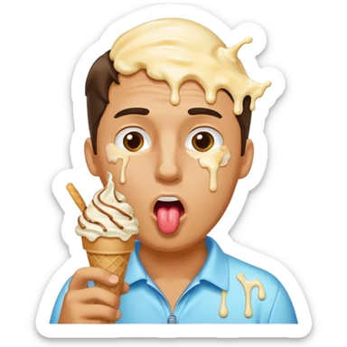 Thirsty guy licking ice cream sticker