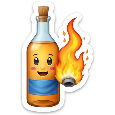 Bottle of fuel with burning rag in it  being thrown  sticker
