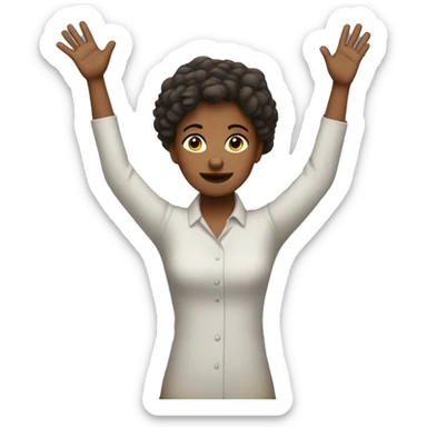 A girl with her hands up because she didn’t do anything  sticker