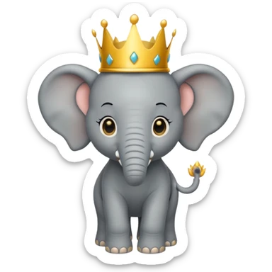 Elephant calf with small crown symbol on head. sticker