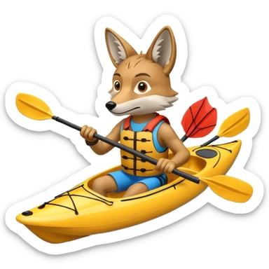 Humanoid coyote kayaking sticker