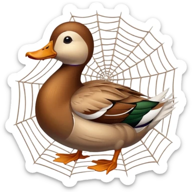 A duck stuck in spider webs  sticker