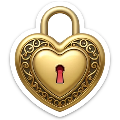 gold heart lock sticker
