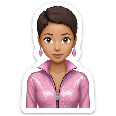 Jada Pinkett Smith with dark brown hair, light pink sequin outfit sticker