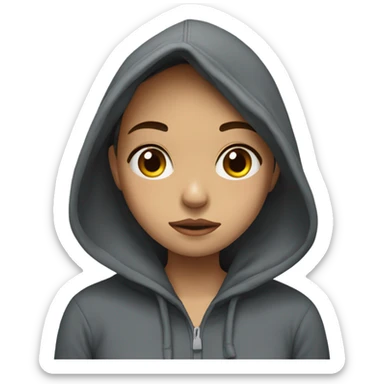 Depressed girl in hoodie with hood on sticker