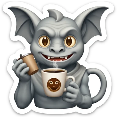 gargoyle with coffee  sticker