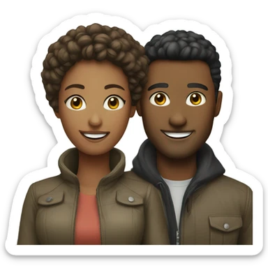smiling couple outdoors stylish attire sticker