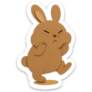 full-body mocha bunny puffing cheeks and stamping foot sticker