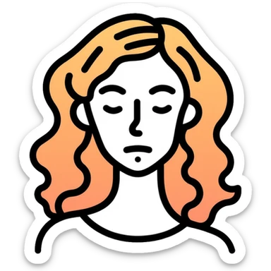 Girl with wavy hair and white skin sticker