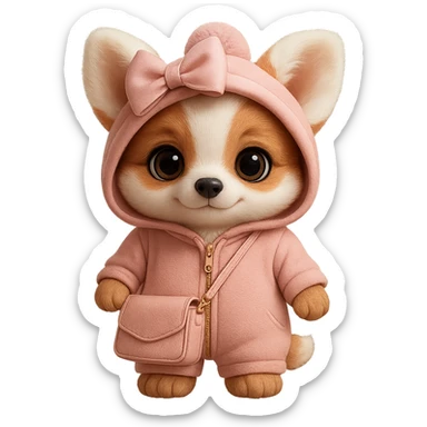 Add a cute pink bow and a small purse in a realistic style. Keep the background transparent. sticker