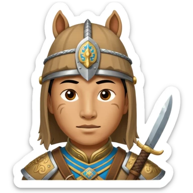horse face, mogolian ancient army with small knife sticker