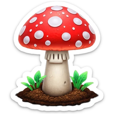 neon glowing magic mushroom with dirt sticker