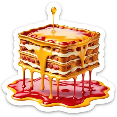 surreal salvadore dali style melting spam lasagna landscape sticker