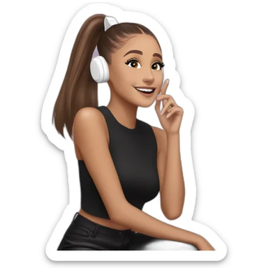 Ariana grande wearing airpods vibing at the music sticker