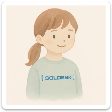 Add the SOLDESK logo to the character's shirt, keep the watercolor art style, preserve the original background. sticker