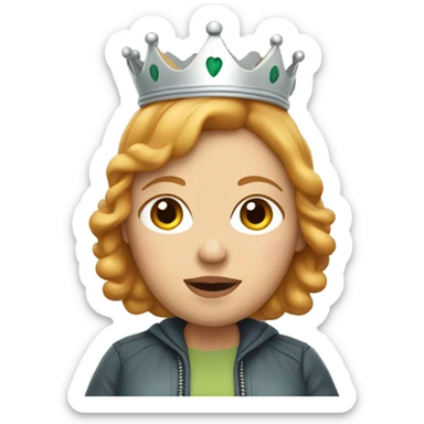 Emoji of Strawberry blonde woman pregnant wearing a cool jacket and crown  sticker